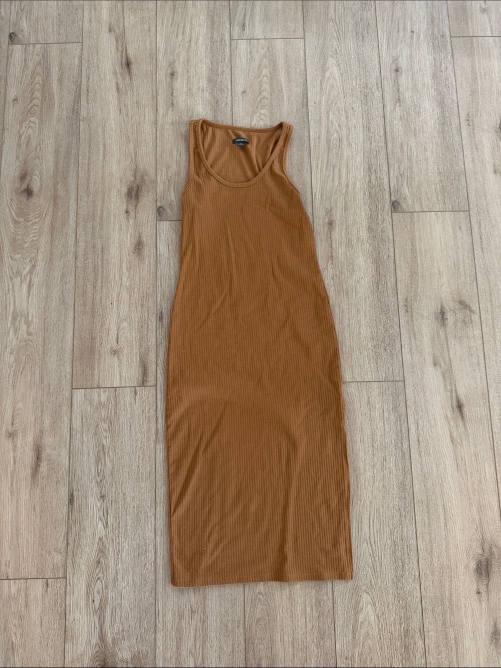 wild fable Ribbed Tank Midi Dress in Cognac